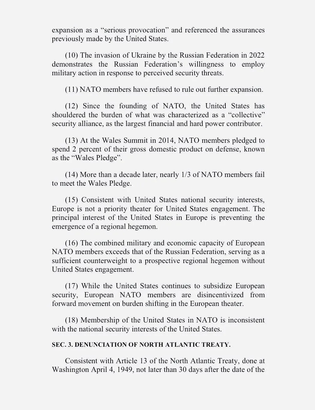 "Пережиток холодной войны": конгрессмен-республиканец Томас Масси представил законопроект о выходе США из НАТО