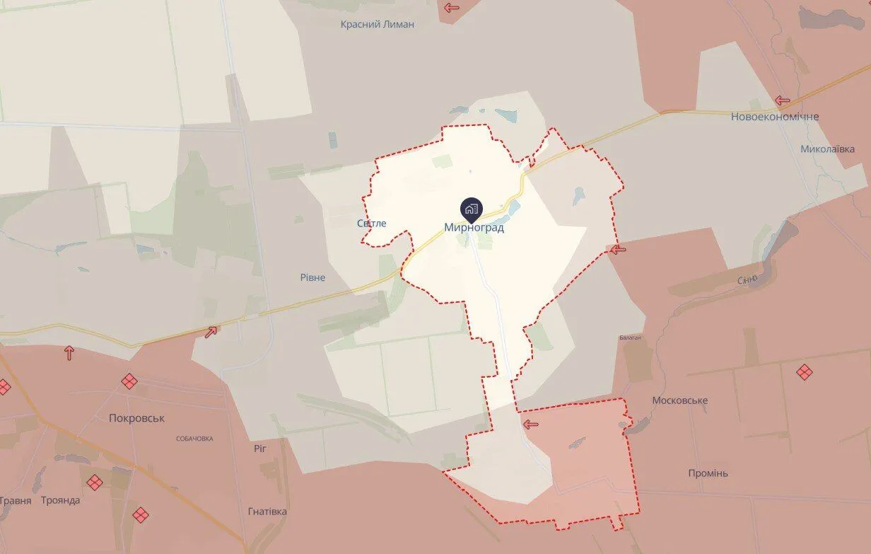 "Момент критичного накопичення ворога":  що відбувається біля Мирнограда і які загрози. Карта