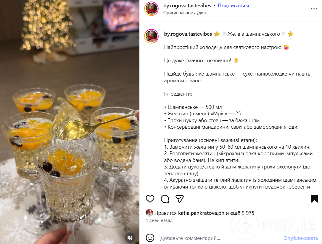 Як приготувати оригінальне желе із шампанського: ідея новорічного десерту