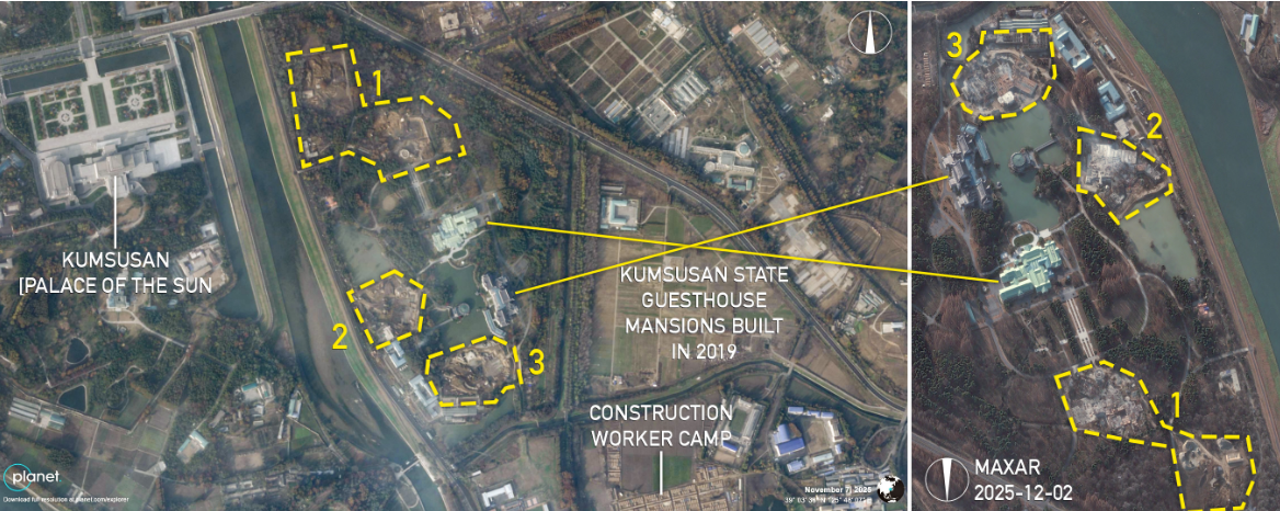 КНДР возводит три роскошных особняка для иностранных лидеров: одна из резиденций – для Путина. Спутниковые фото