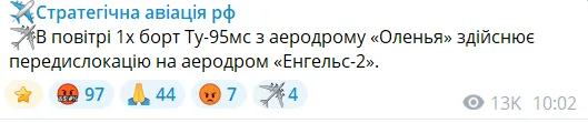 Росія посеред дня підняла в повітря Ту-95МС: є загроза пуску крилатих ракет
