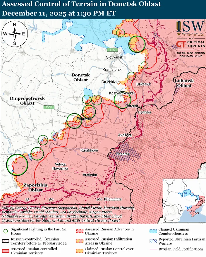Российские войска достигают лишь тактических успехов: в ISW оценили ситуацию на поле боя. Карта