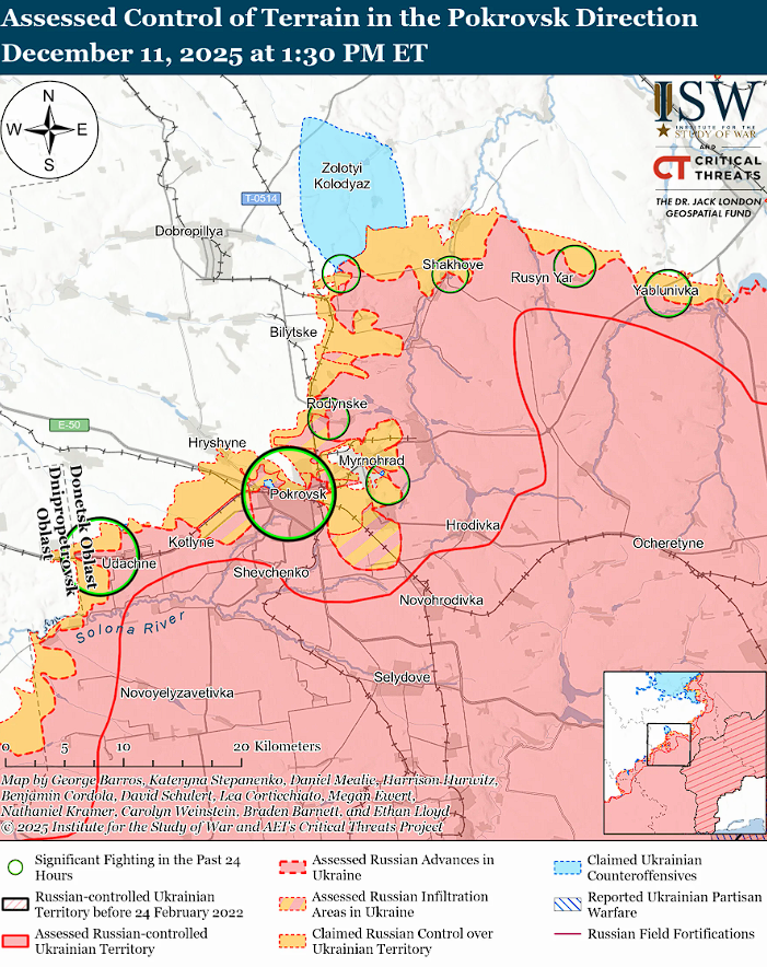 Российские войска достигают лишь тактических успехов: в ISW оценили ситуацию на поле боя. Карта