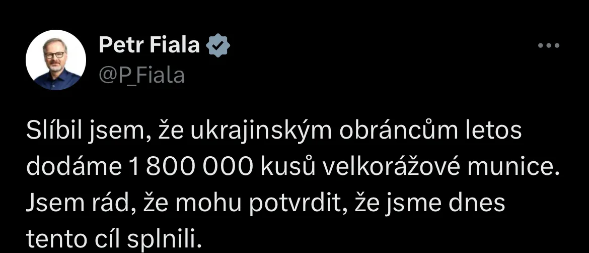 "Достигли цели": в Чехии рассказали, сколько боеприпасов передали Украине в 2025 году