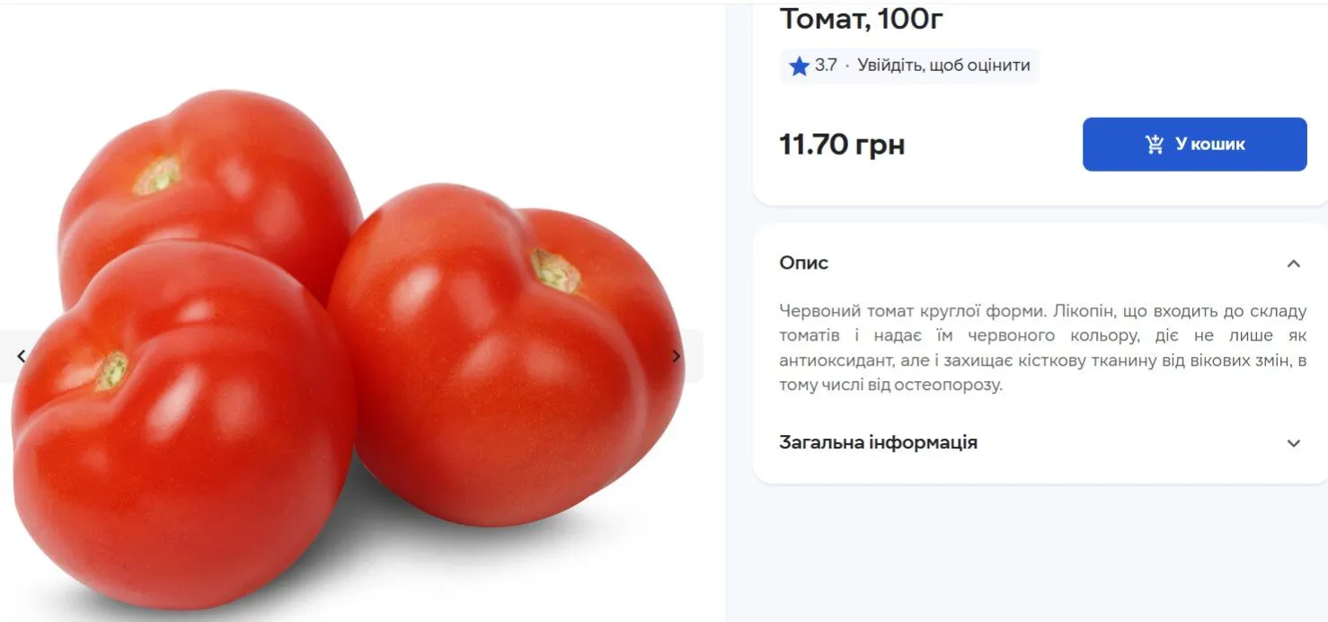 Скільки коштують помідори в магазині