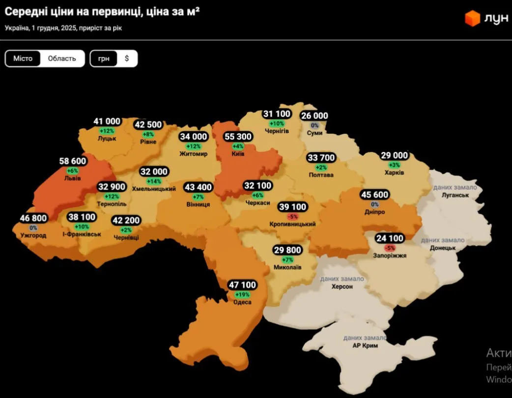 Яка вартість житла в новобудовах в Україні