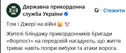 Том і Джеррі "мобілізувалися": мережу розвеселили кадри із бліндажу прикордонників. Відео
