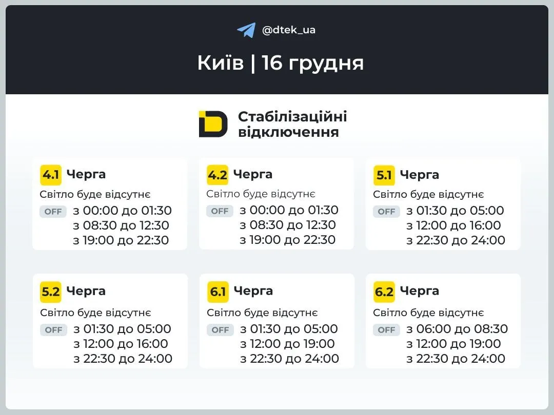 Графік відключення світла в Києві