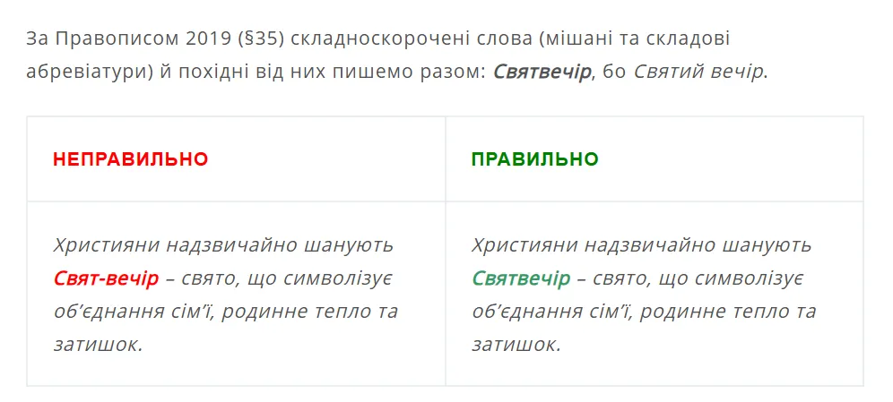 Святвечір чи свят-вечір? Як правильно писати це слово: найчастіше роблять дві помилки