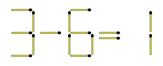 Є кілька варіантів: як пересунути 2 сірники, щоб рівняння стало правильним