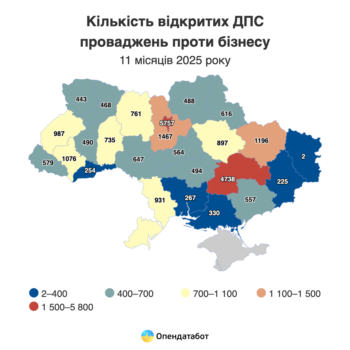 Количество открытых производств по регионам