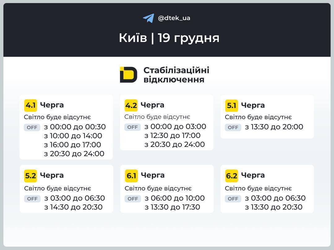 Обновленный график отключения электроэнергии в Киеве