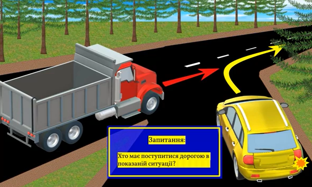 Хто поступиться дорогою? Завдання з ПДР