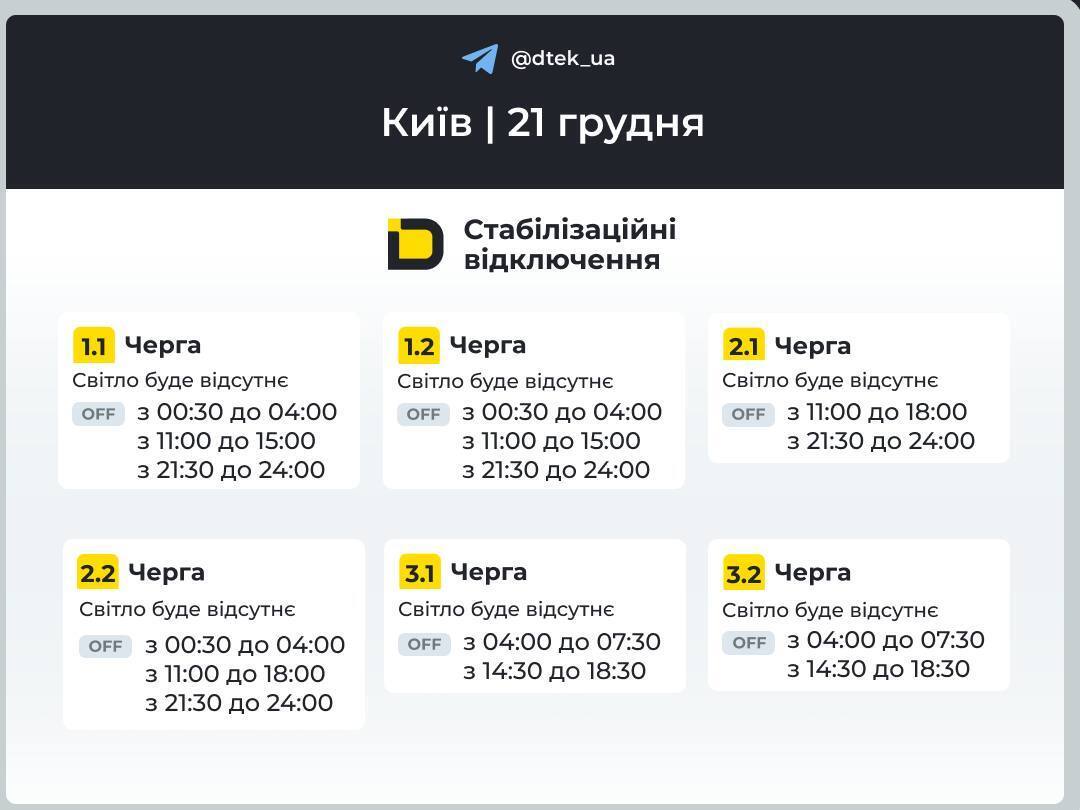 Світла не буде подекуди по 10,5 годин: оприлюднено графіки відключень для Києва на неділю