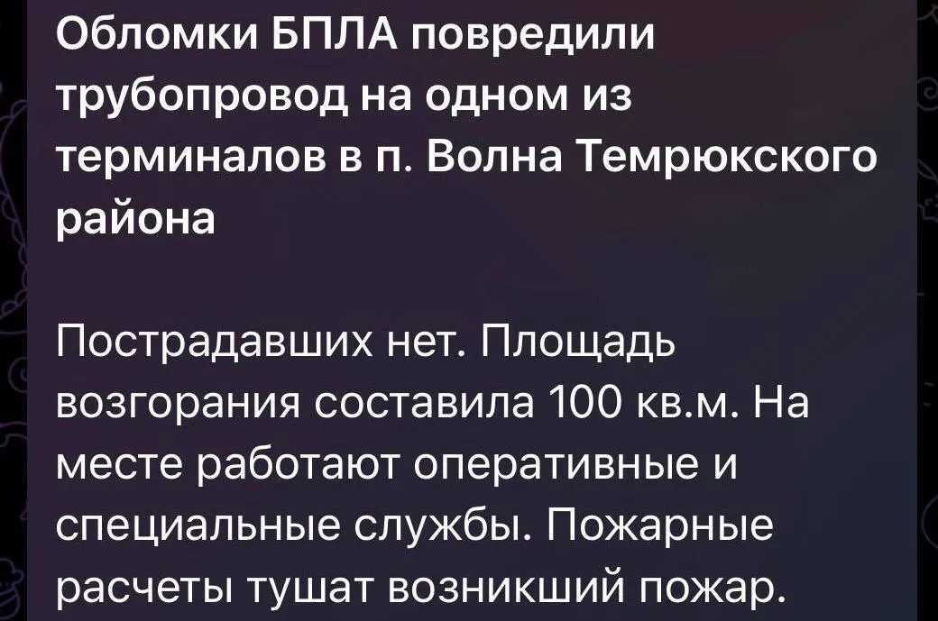 Повреждены причалы, корабли, трубопровод: в Краснодарском крае РФ гремели взрывы из-за атаки БПЛА