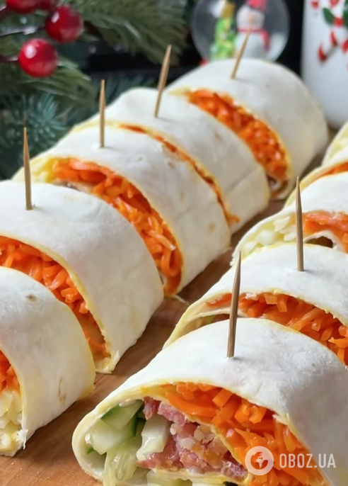 Лінива закуска з лаваша зі смачною начинкою для новорічного столу: готується страва 10 хвилин