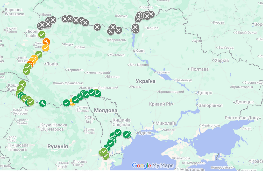 Актуальна інформація щодо завантаженості пунктів пропуску на українському кордоні