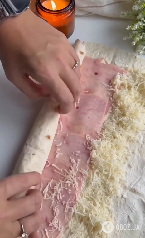 Ленивые рулетики из лаваша с ветчиной и твердым сыром: готовятся за считанные минуты