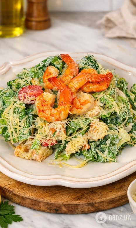 Изысканный салат с креветками для праздничного стола: приготовьте заправку на основе йогурта и майонеза
