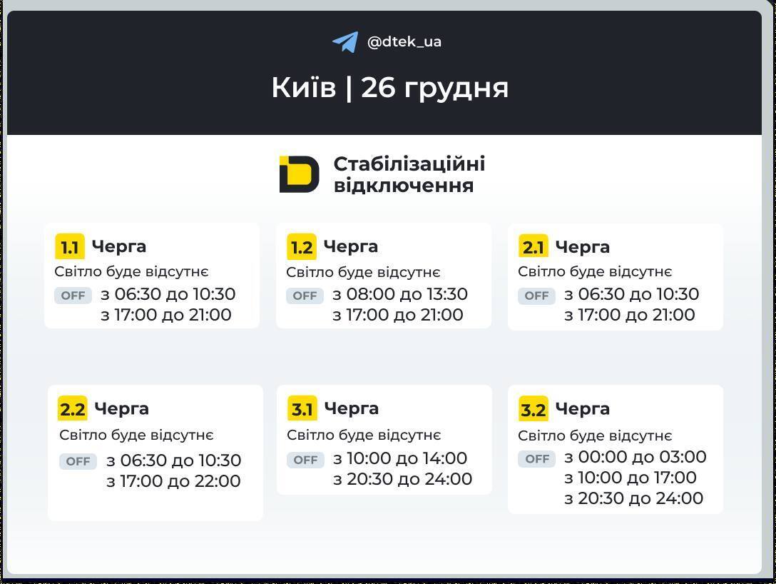 Світла подекуди не буде 13,5 годин: оприлюднено графіки відключень для Києва на п'ятницю