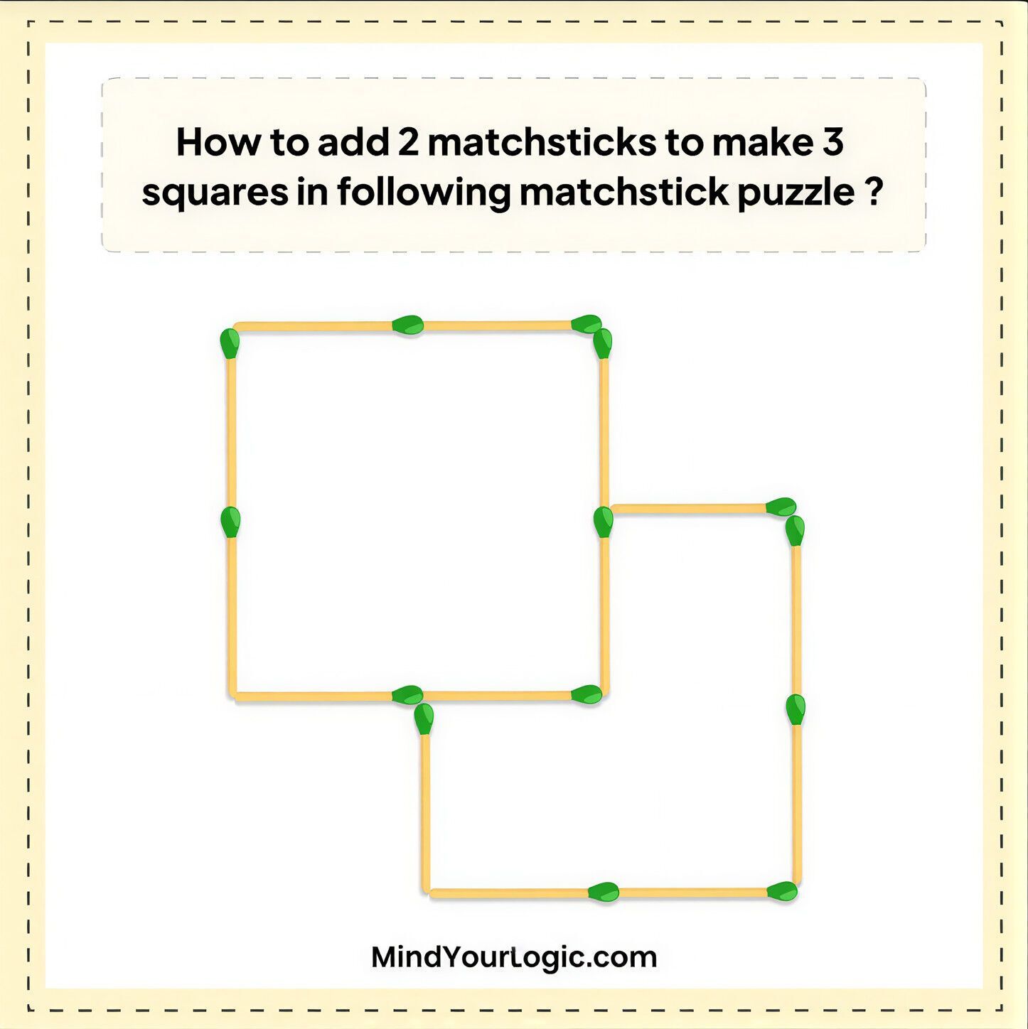 Додайте 2 сірники, щоб вийшло 3 квадрати: непроста головоломка