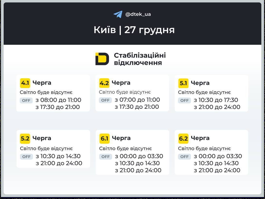 Графики отключения света