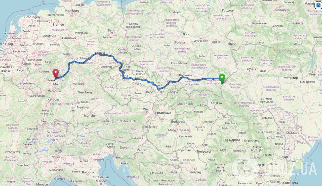 Маршрут поїзда trainlog