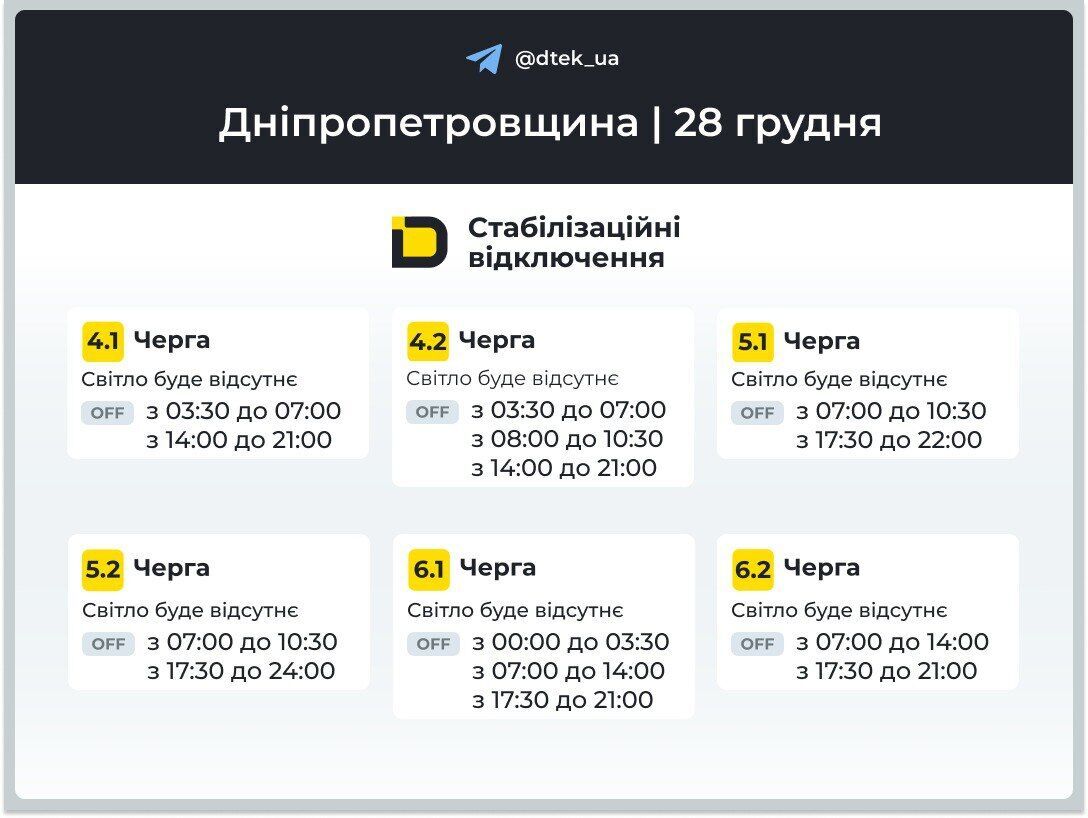 В "Укренерго" показали графіки на 28 грудня: в Києві тривають екстрені відключення електроенергії