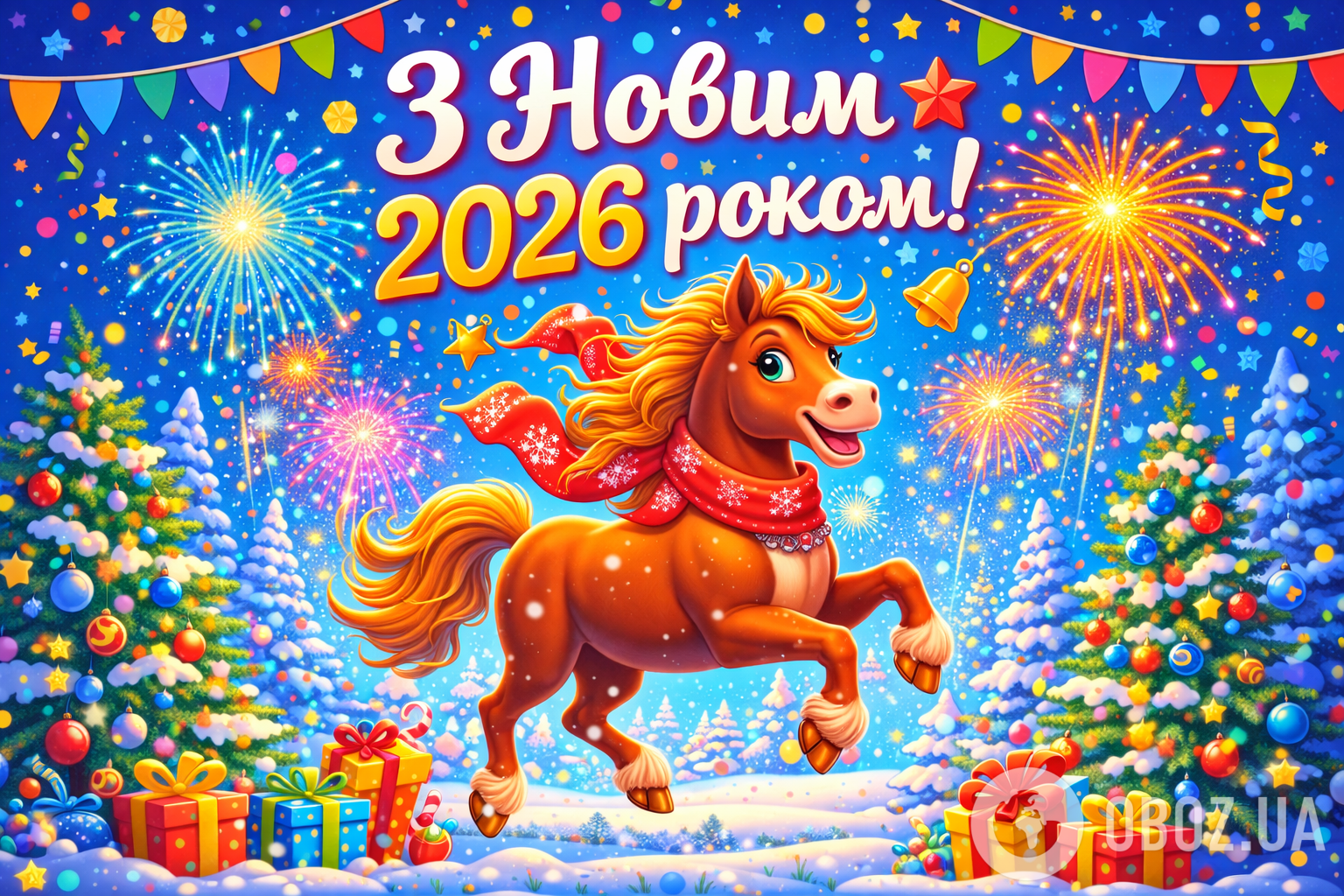 C Новым годом Лошади 2026: картинки, открытки, оригинальные поздравления и пожелания на видео
