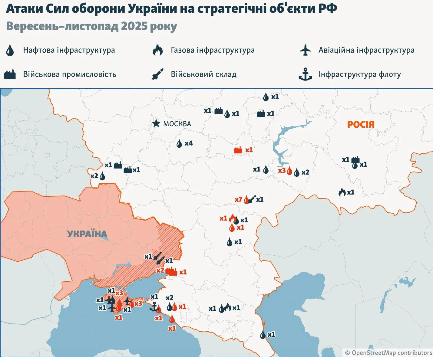 Под прицелом десятки объектов: спутниковые фото показали масштаб осенних ударов ВСУ по стратегическим объектам России