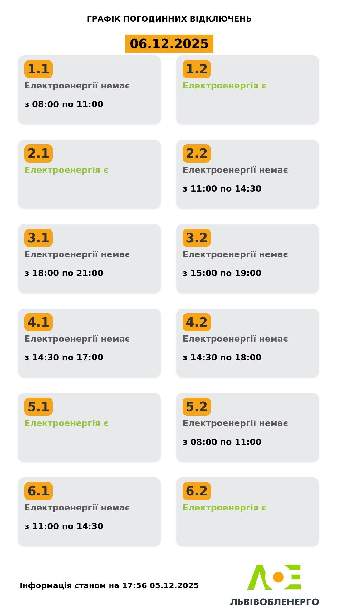 Графіки в Львівській області