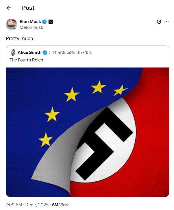 "Так ты поддерживал ЕС?" Маска высмеяли в сети после публикации свастики и припомнили его "римский салют"