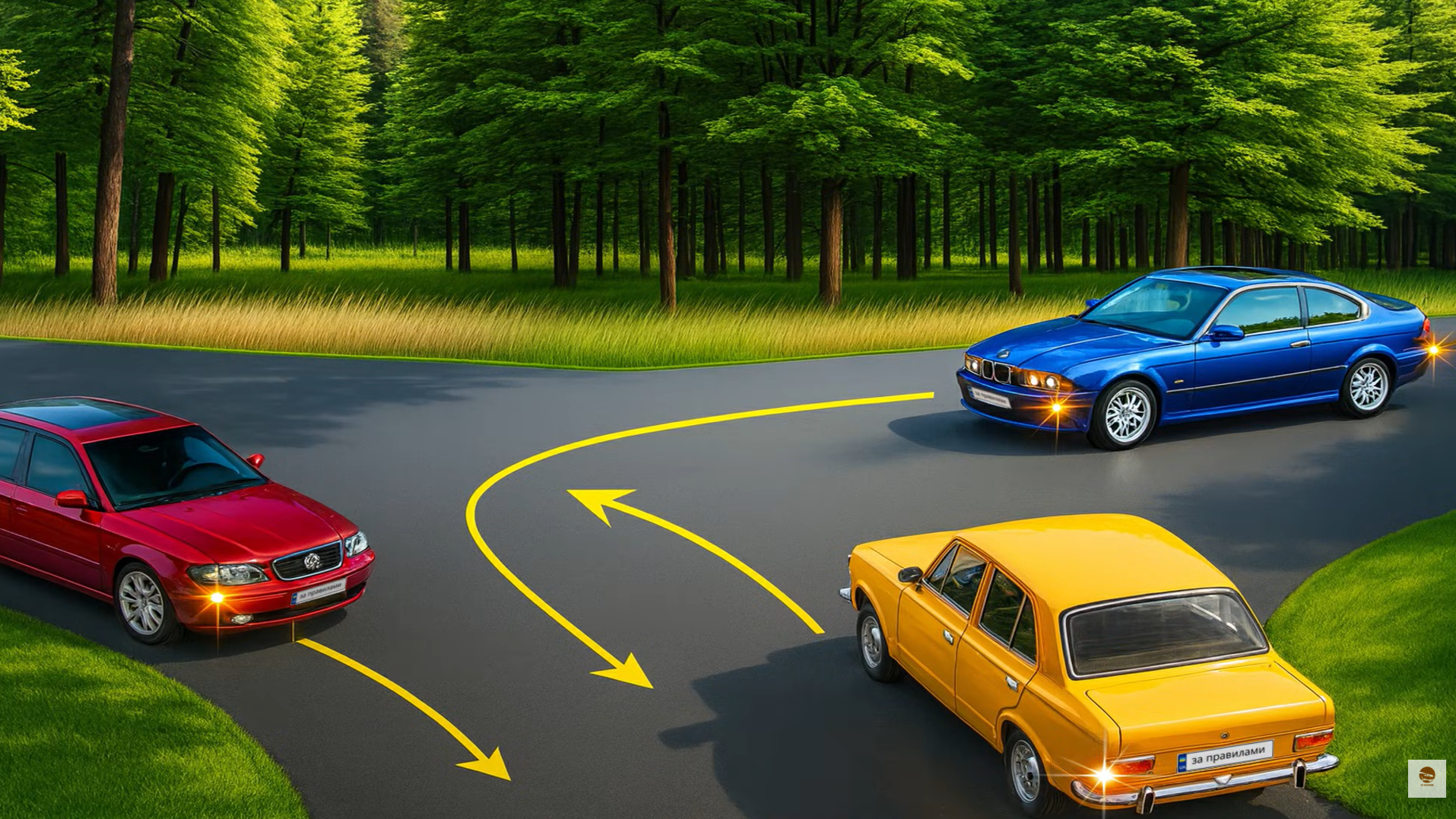 В каком порядке проедут авто? Тест на знание ПДД