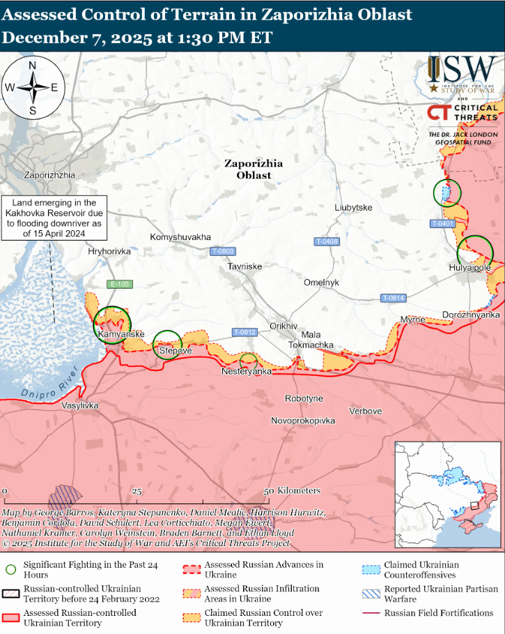 Українські війська просунулися в тактичному районі Костянтинівка – Дружківка, окупанти – біля  Гуляйполя: аналіз  ISW. Карта