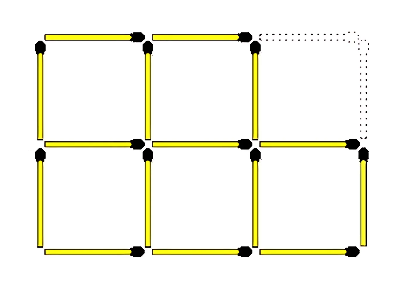 Пересуньте два сірники, щоб вийшло 6 квадратів: головоломка