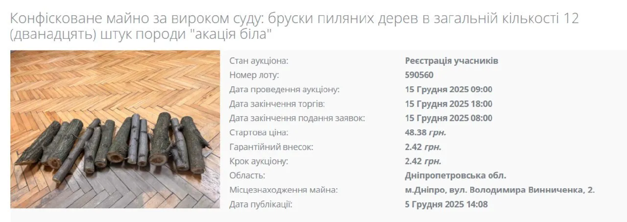 У Дніпрі виконавча служба вилучила 12 палок акації