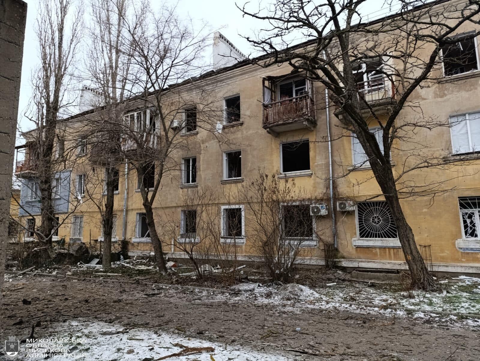 Последствия ничего обстрела по Николаеву 16 февраля