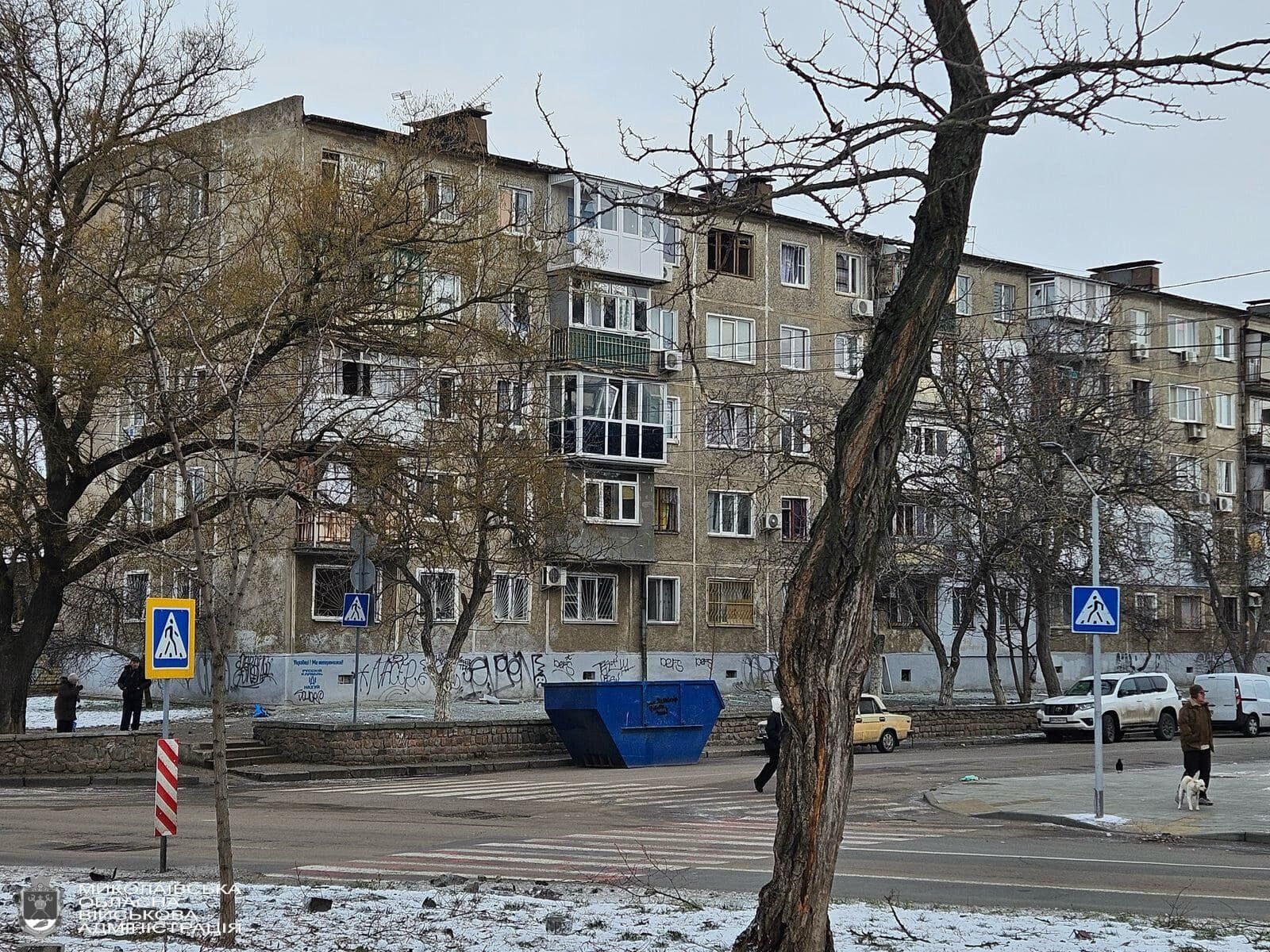 Последствия ничего обстрела по Николаеву 16 февраля
