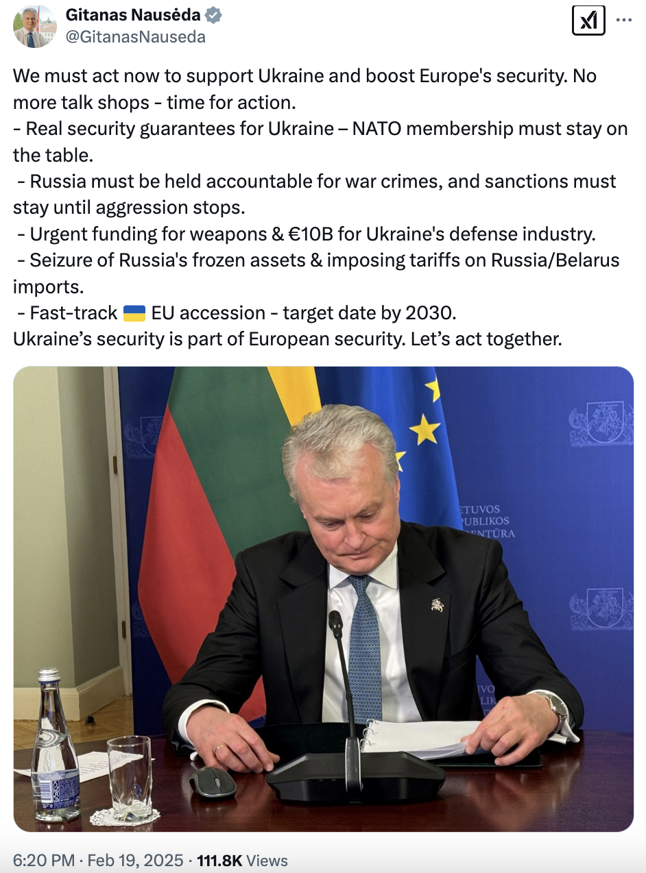 "Хватит разговоров, пора действовать": президент Литвы предложил Европе план действий для поддержки Украины