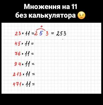 Как быстро умножить на 11 без калькулятора: лайфхак от украинской учительницы, который оценят дети и родители