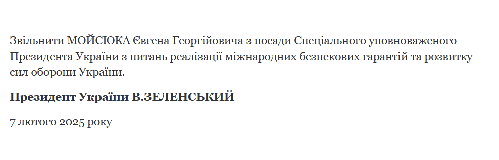 Зеленский уволил своего уполномоченного по гарантиям безопасности: он получил новую должность