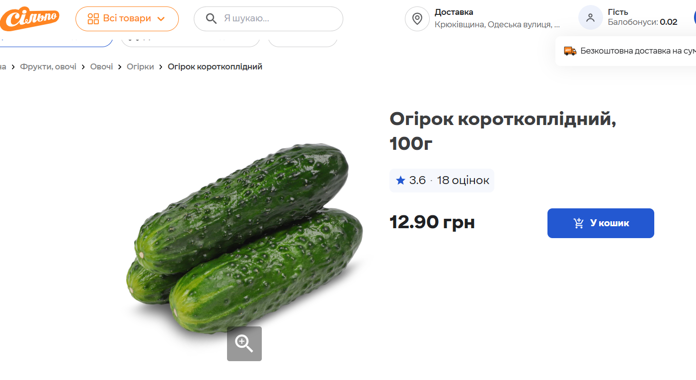 Ціна на огірки