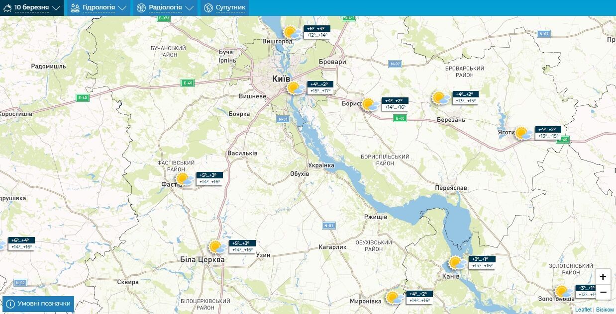 Без опадів та до +17°С: прогноз погоди по Київщині на 10 березня