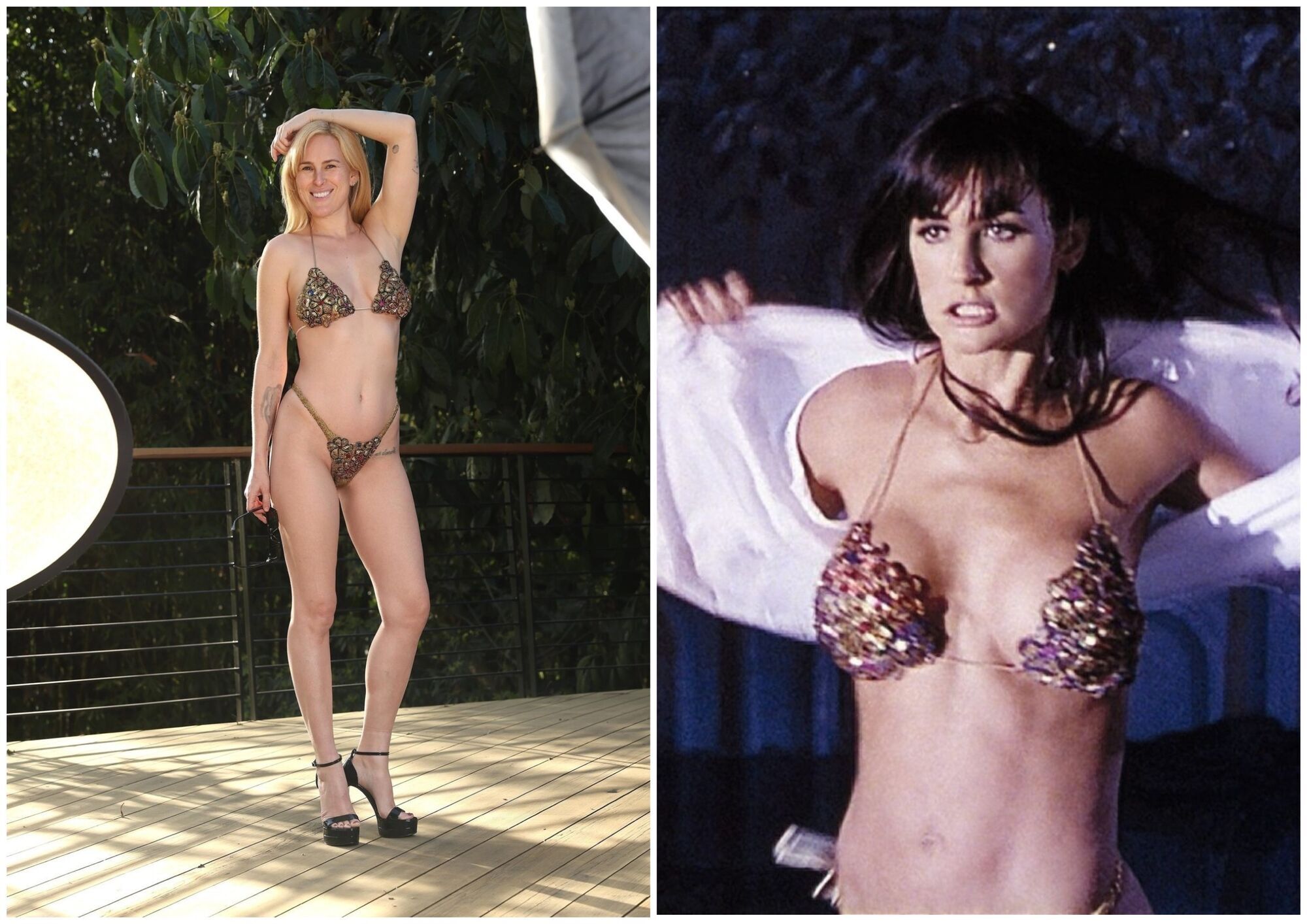 Дочка Демі Мур одягла мамине золоте бікіні, якому вже 30 років, щоб повторити її культовий образ із фільму "Стриптиз". Фотопорівняння