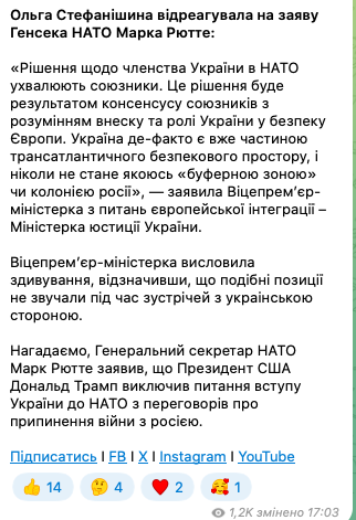 "Рішення ухвалюватимуть союзники в результаті консенсусу": Київ відреагував на слова Рютте щодо України і НАТО