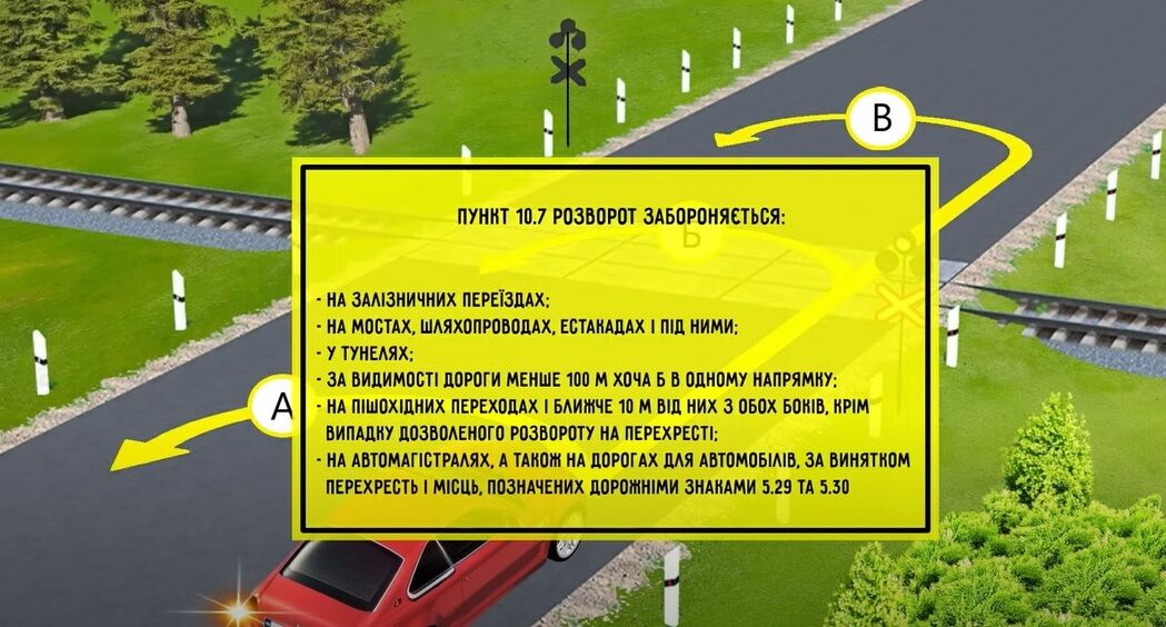 Де дозволено розвернутися? Завдання на знання ПДР