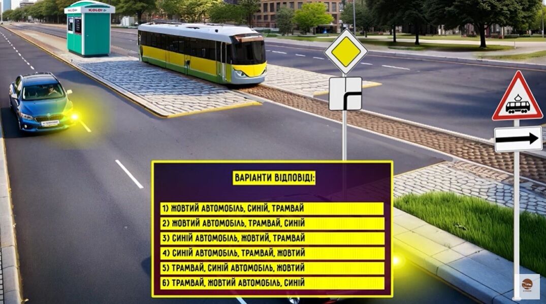 В якому порядку проїде транспорт? Підступне завдання з ПДР