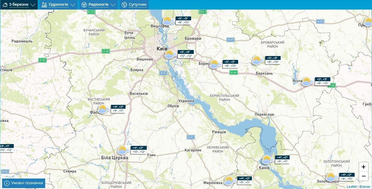 Пориви вітру та до +14°С: детальний прогноз погоди по Київщині на 5 березня