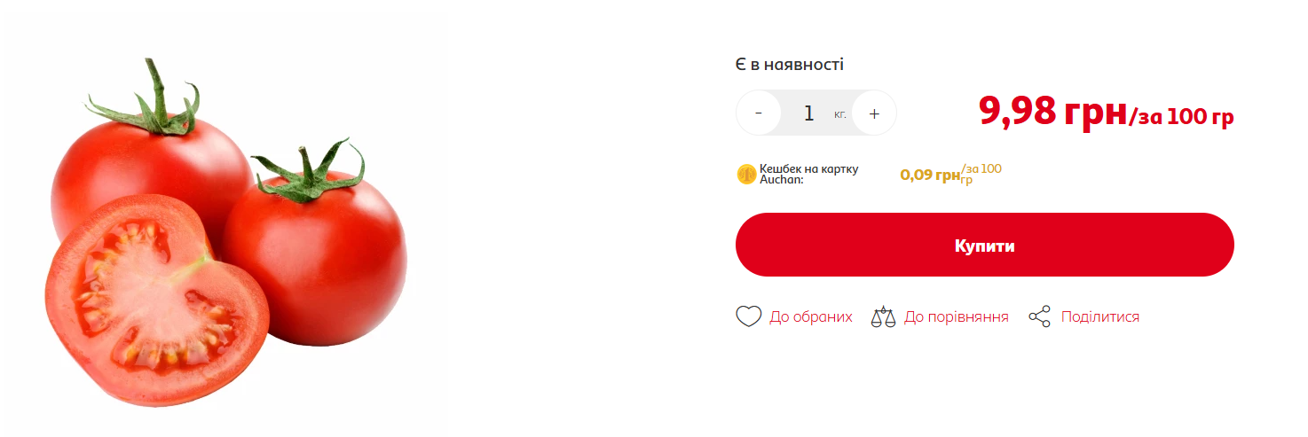 Самые дешевые украинские помидоры в супермаркетах по состоянию на 11 апреля