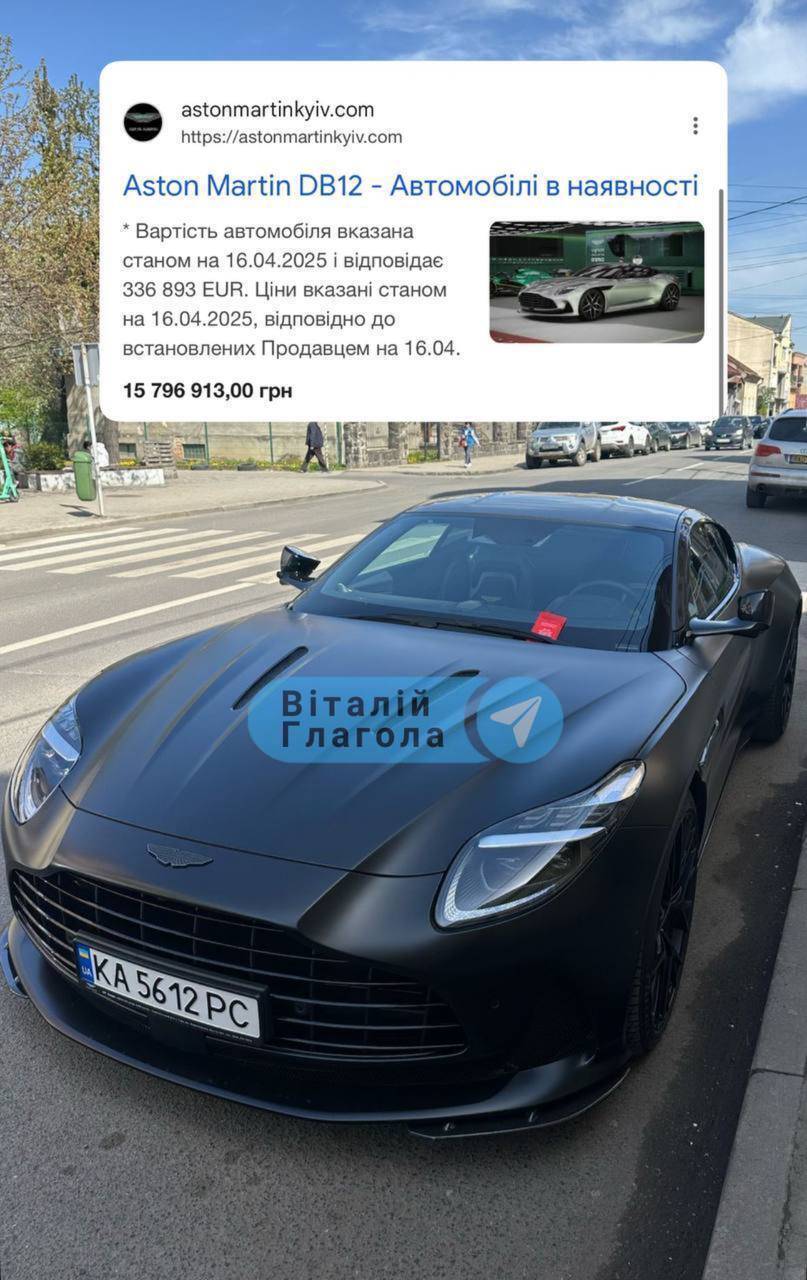 Был припаркован не по правилам: в Ужгороде был оштрафован Aston Martin DB12, стоимость которого стартует от 15 млн грн. Фото